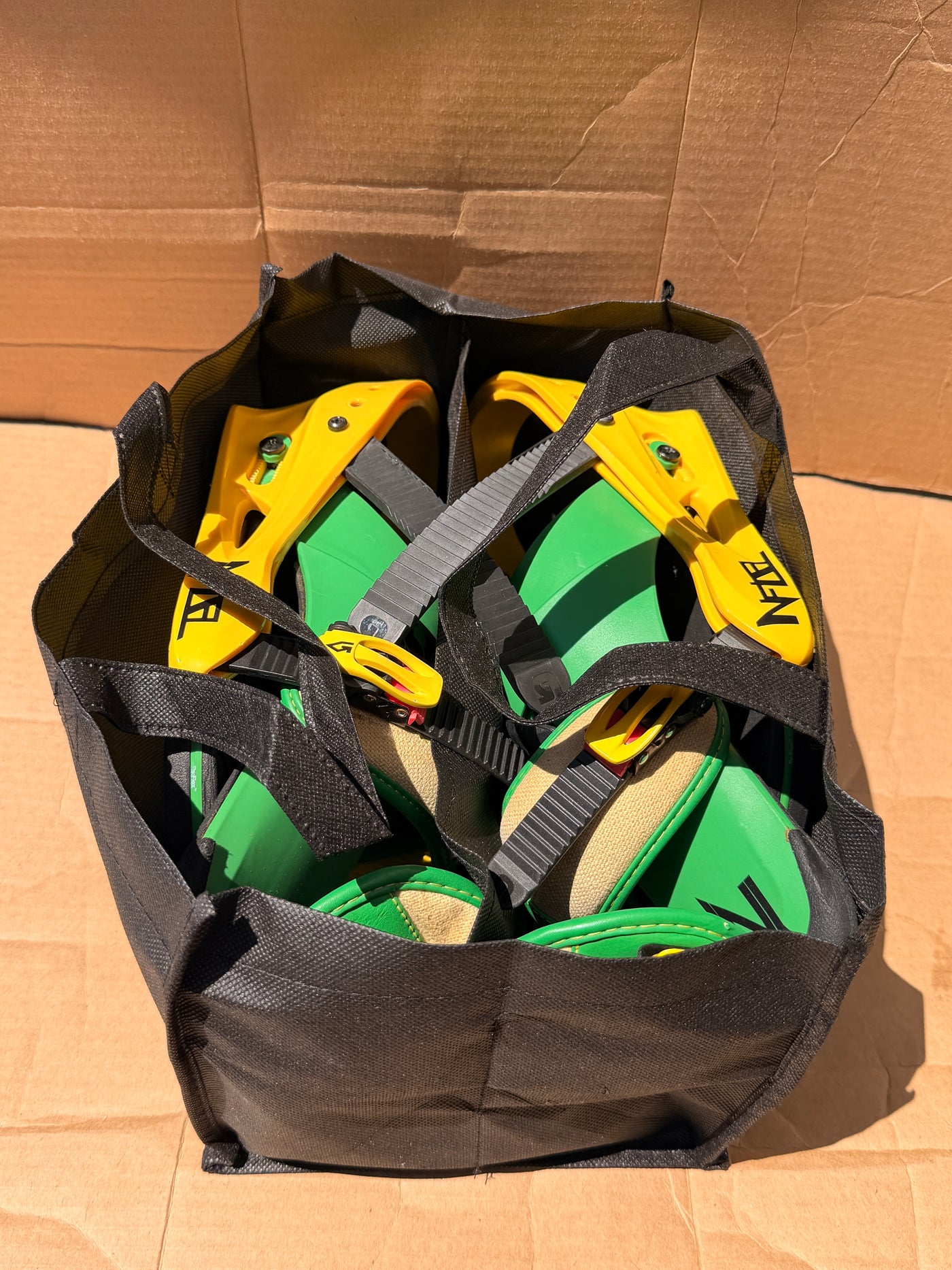 Burton 3014 Infidel Snowboard Bindings Green Yellow Re:Flex - w/ Bag - As Is