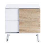 End Table - MDF - White High Gloss - 2 Drawers & Chrome Legs