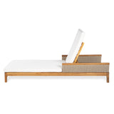 Outdoor Lounge Chair Acacia Wood Rattan Beige Cushion 4 Position