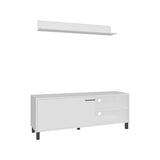 TV Stand and Wall Shelf Set - Engineered Wood - White - 55.1"W
