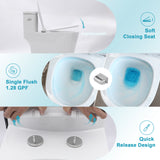 Modern One-Piece Elongated Toilet in White with Sleek Design