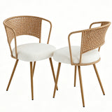 Set of 2 Metal Dining Chair Beige/Brown