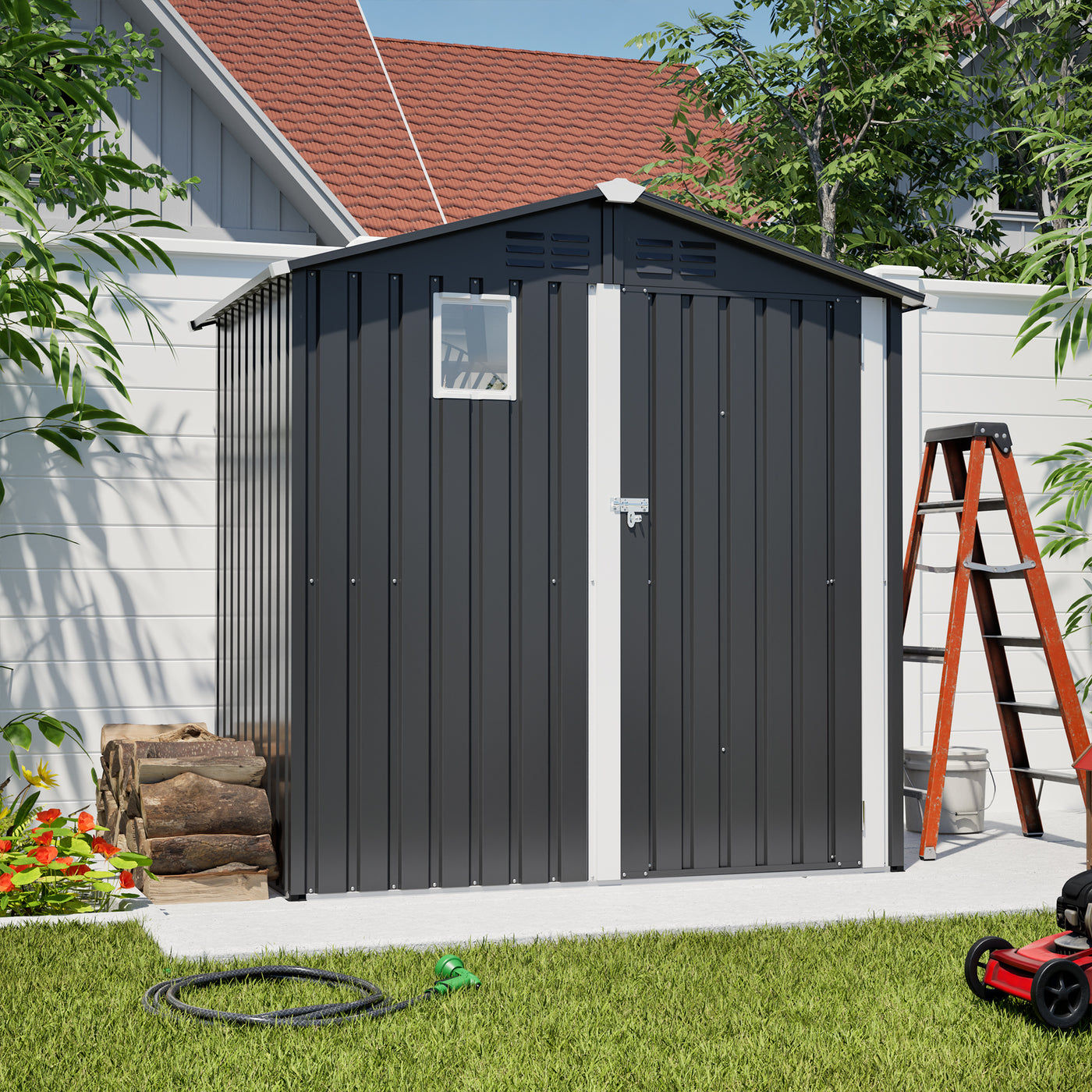 Metal Outdoor Storage Shed 6ft x 4ft Steel Utility