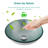 Artistic Tempered Glass Vessel Bathroom Sink Pop-up Drain