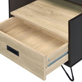 Accent Table - Industrial - Oak & Black - Drawer & Open Storage