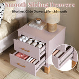 Solid Wood Nightstand Pink
