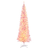 HOMCOM 7' Tall Pre-Lit Slim Noble Fir Artificial Christmas Tree with 200 Warm Wh