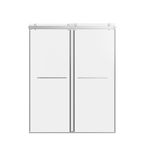 Frameless Double Sliding Shower Door 56-60" Brushed Nickel
