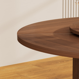 Round Engineered Wood Dining Table with Storage Walnut 55"