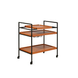 Serving Cart - Metal & Wood - Honey Oak & Black - Casters