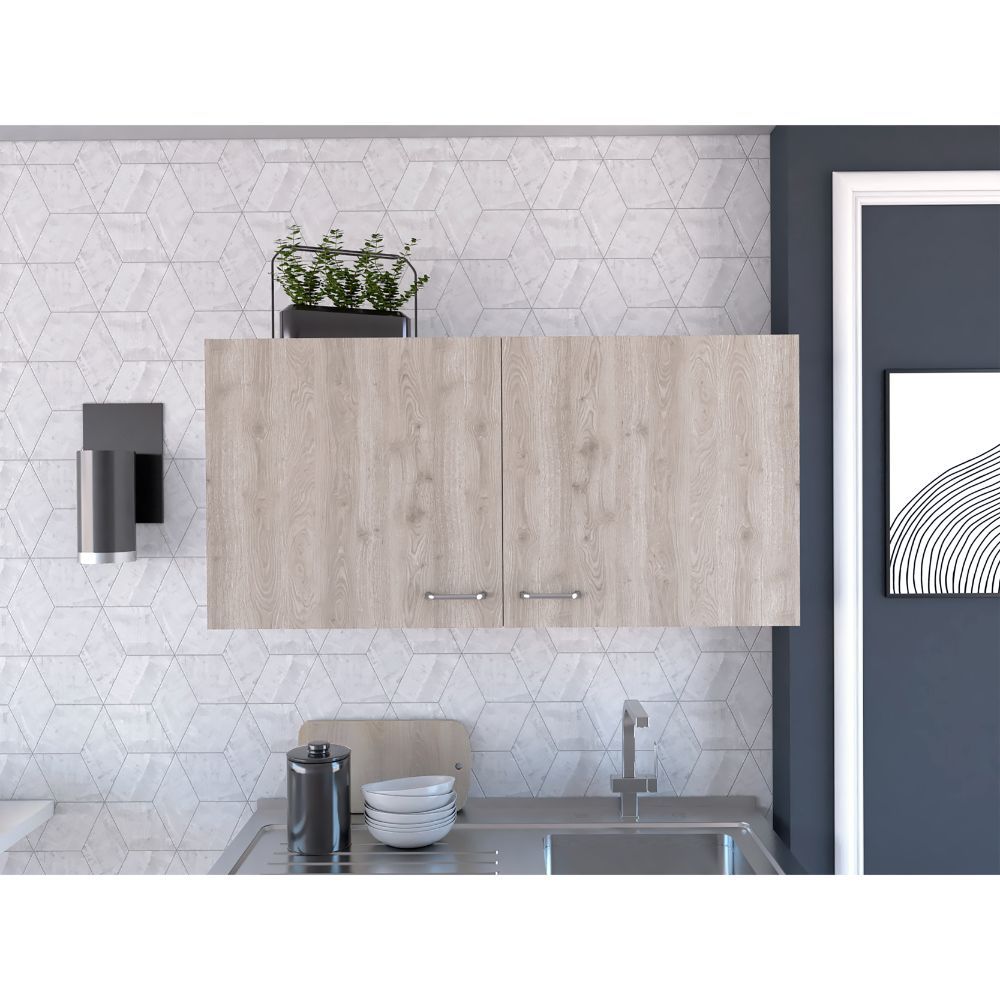 White and Light Grey 2-Door Wall Cabinet