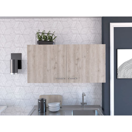 White and Light Grey 2-Door Wall Cabinet