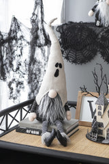 Set of 2, 8.3x4x31.5' Fabric Sitting Gnome w/ White Ghost Hat, for Halloween Dec