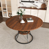 Stone Dining Table Walnut/Black 49"