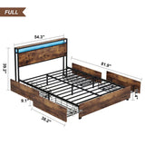 Full Engineered Wood Platform Bed Black/Brown