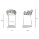 Patio Counter Stool Set of 2 - Rope & Aluminum - Optic White - 27.5"