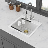Quartz Bar Sink - 21" x 20" x 9-5/8" White granite composite Workstation