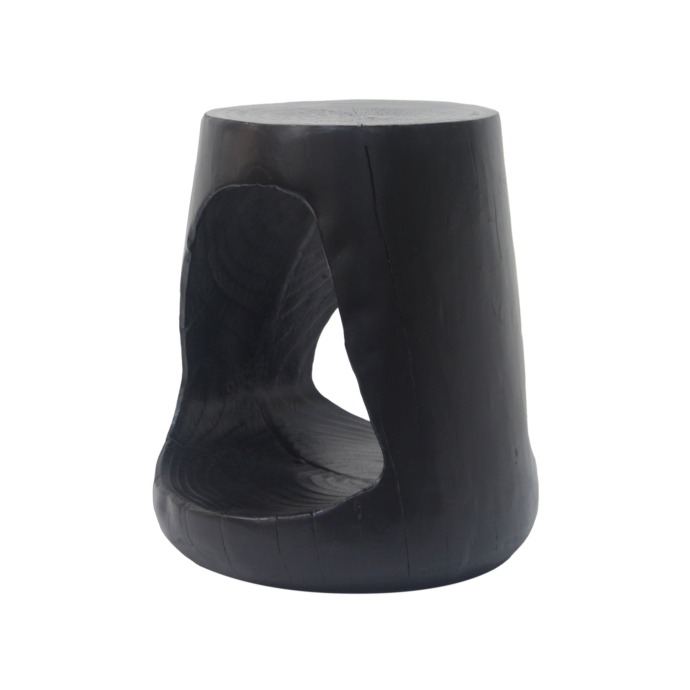 MGO Hollow Side Table, Wood-like Texture, Black, Durable Weather Resistant