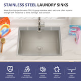 25"x22"x12" Stainless Steel Utility Sink Drop In Topmount 16 Gauge Deep Single