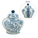 Porcelain Lidded Jar Blue White Floral 9.1x9.1