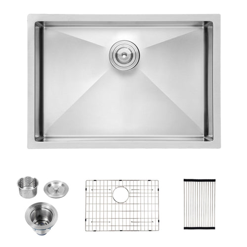 Brushed Nickel 27" Undermount Stainless Steel Kitchen Sink 16 Gauge