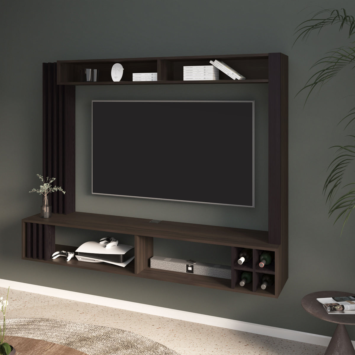 Engineered Wood TV Stand with Storage Walnut 71"