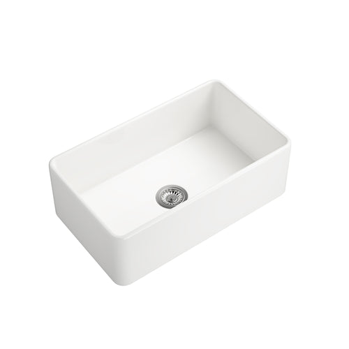 White Farmhouse Undermount Kitchen Sink Deep Apron Single Bowl