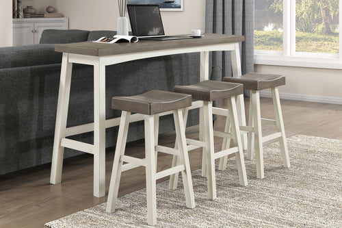 Pub Height Dining Set 4-Piece Table Bar Stools White Coffee