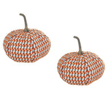 Set of 2 Fabric Orange Pumpkin Fall Harvest Ornaments