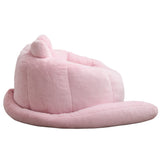 Pink Cat-shaped Adult Bean Bag Sofa with High-Density Foam, Faux Fur Upholstery