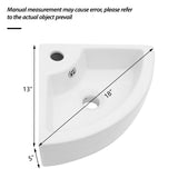 Modern White Triangle Porcelain Ceramic Wall Mount Vessel Sink with Single Fauce