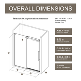 60.in W x 72.in H Frameless Shower Door Single Sliding