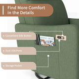 Velvet Recliner Swivel Power Dark Green