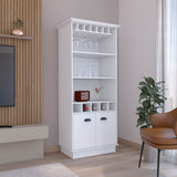 70"H Bar Cabinet with Wine Rack, Upper Glass Cabinet