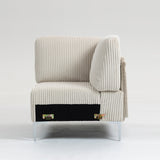 Modular Corduroy Sectional Sofa Beige