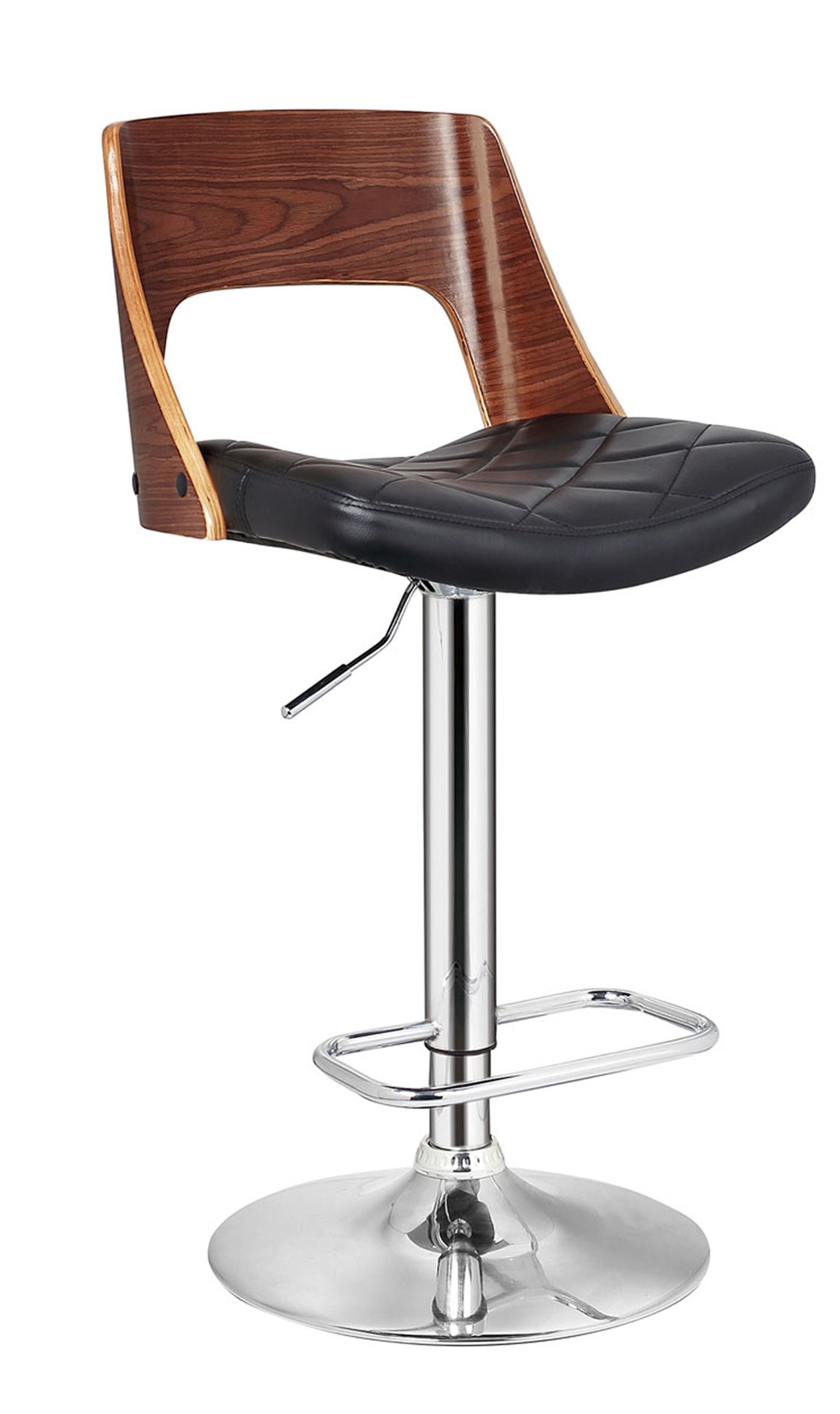 Bentwood Contemporary Swivel Bar Stool Diamond Quilted Back