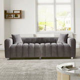 Sofa Modular Velvet Teddy Gray 3 Seat Metal Legs 87 In 750 LB
