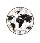 36" Black Metal Wall Clock with Gold Roman Numerals