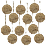 Wooden Hanging Circle Snowflake Christmas Ornaments Set 12