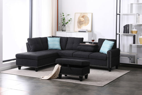 L-Shaped Rivet Trim Sofa