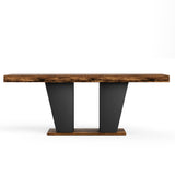 Engineered Wood Dining Table with Storage Black/Rustic Brown 44"