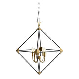 4-Light Metal Hanging Lantern Pendant Matte Black Gold