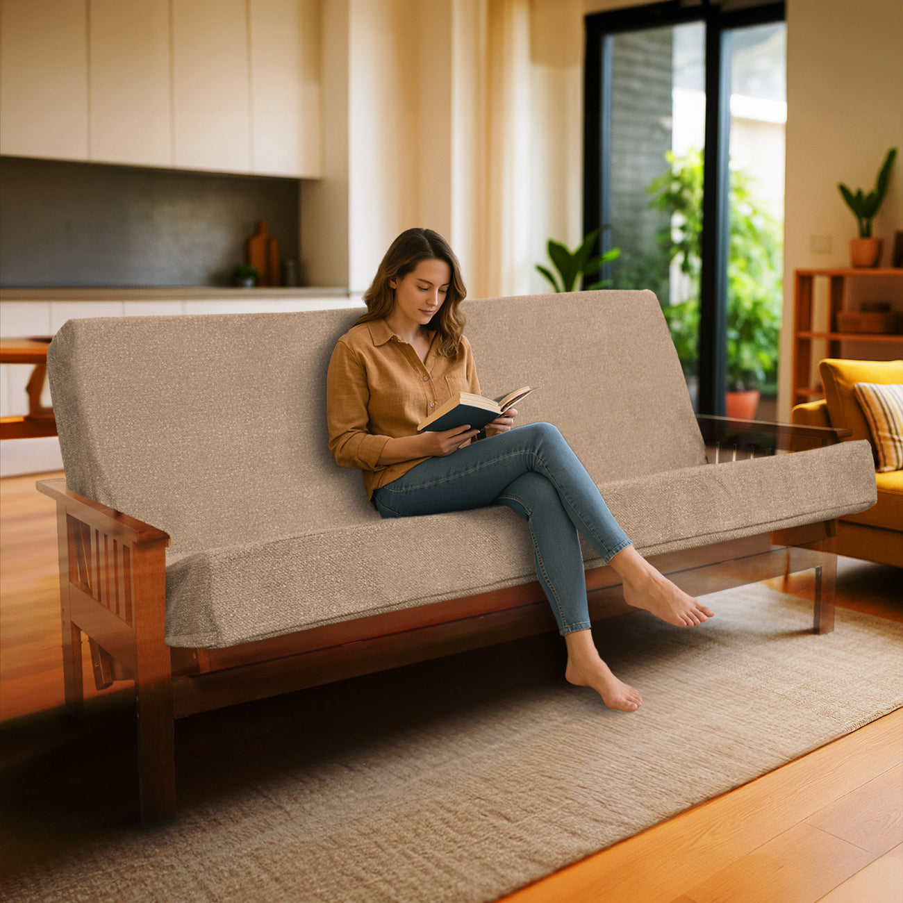 Memory Foam Full XL Futon Mattress with Washable Cover