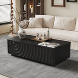 Square Engineered Wood Coffee Table with Storage Black