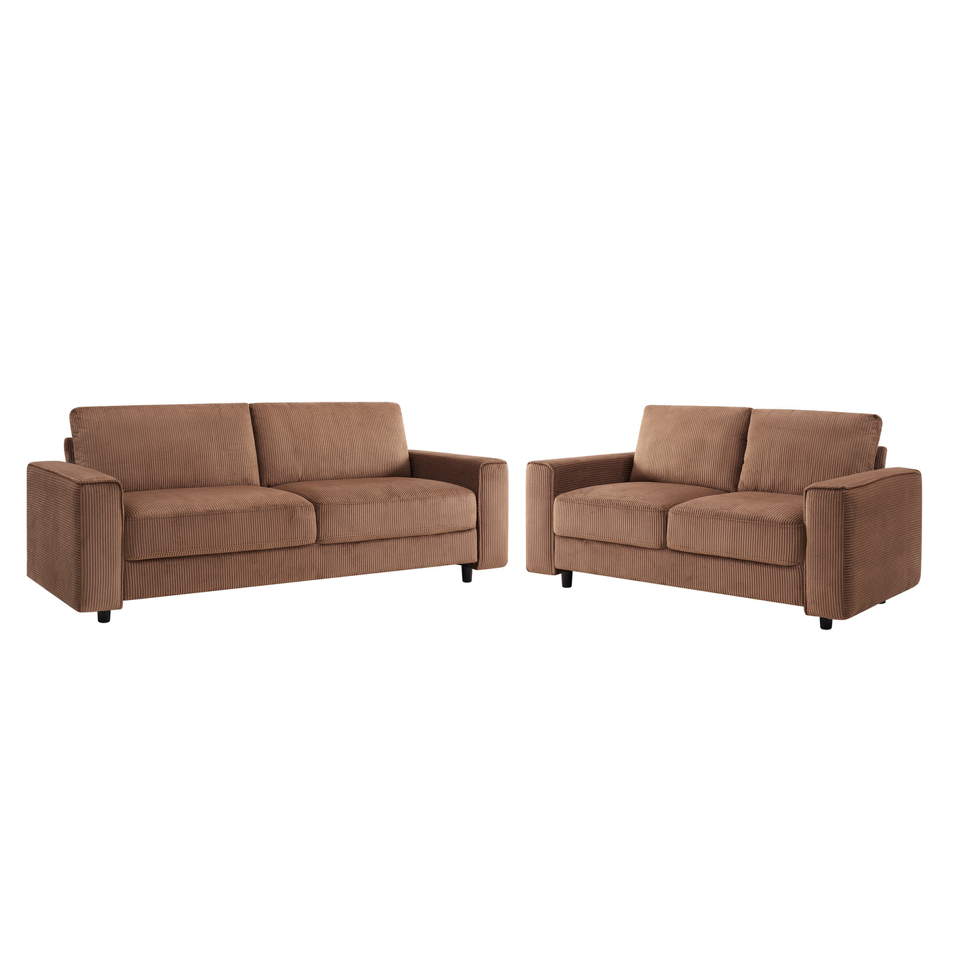 Brown Corduroy 2-Piece Sectional Sofa
