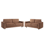 Brown Corduroy 2-Piece Sectional Sofa
