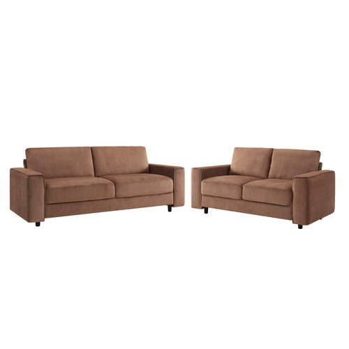 Brown Corduroy 2-Piece Sectional Sofa