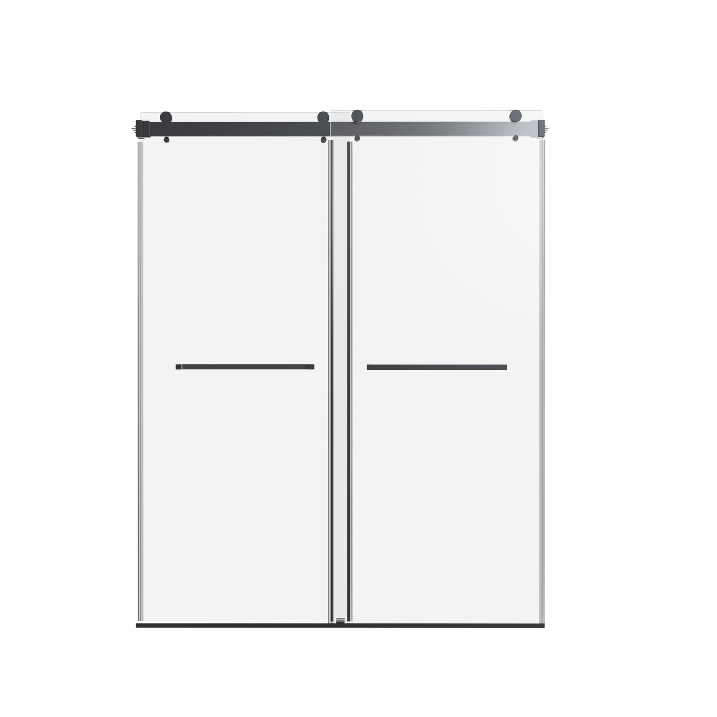Frameless Double Sliding Shower Door Matte Black 56-60" x 76