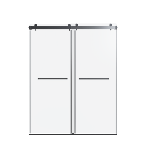 Frameless Double Sliding Shower Door Matte Black 56-60" x 76