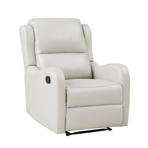 Taupe Faux Leather Reclining Chair with Wood Frame